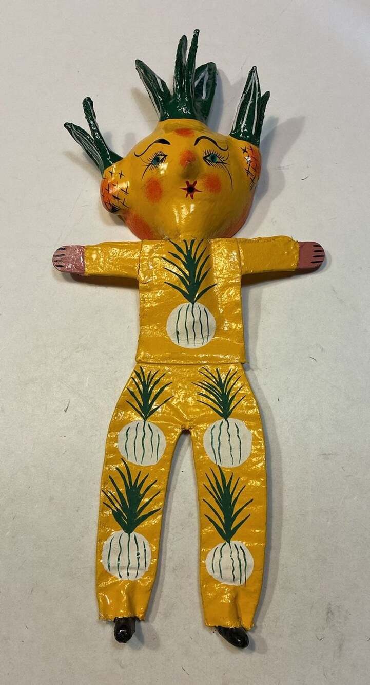 Handmade Folk Art Coconut Shell and Paper Mache Doll